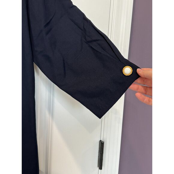 Vintage Ran Designs Navy Gold Button Front Maternity Dress Size XS - Picture 4 of 10